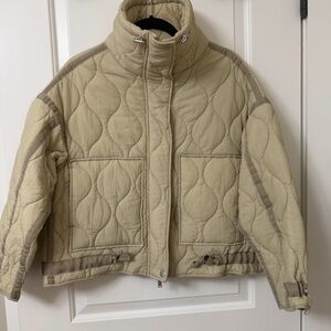 Zara Beige Quilted Puffer Jacket